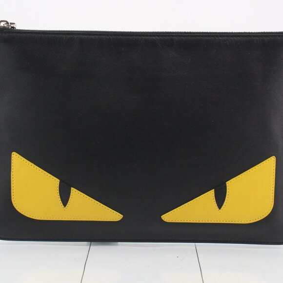 FENDI Monster Eyes Leather Pouch / Clutch - Picture 1 of 12